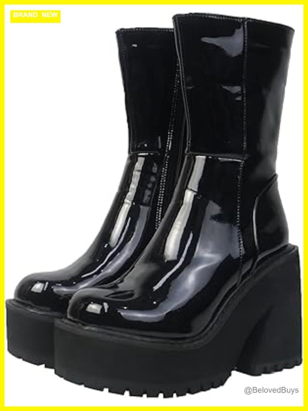 Wedge Heel Ankle Boots Platform Zipper Punk Motorcycle Chunky Block High Heel